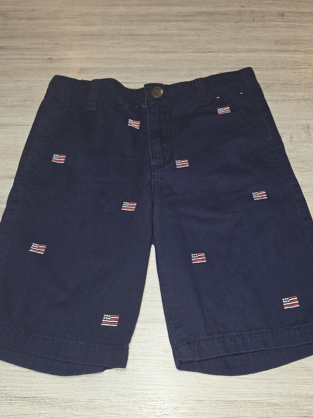 Gymboree Prep Fit Chino Shorts American Flag Embroidered Youth Navy Size Boys 8